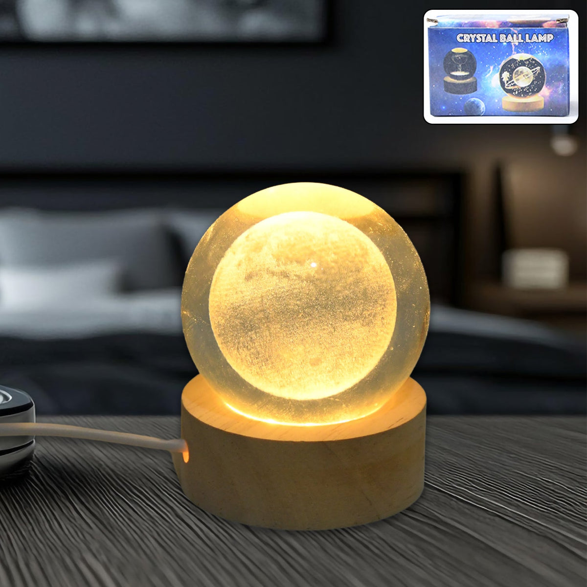 3D Crystal Ball lamps With Base (1 Pc / Mix Design)